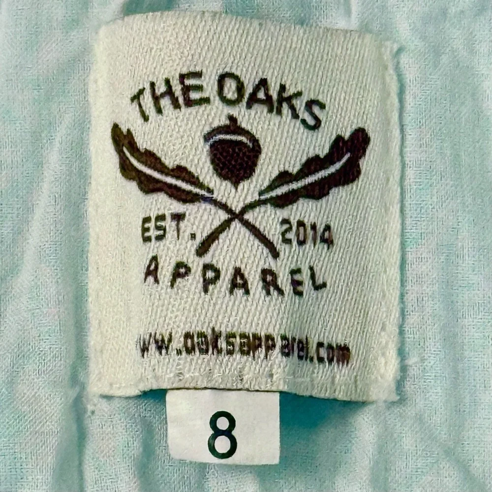 The Oaks Apparel Girls Size 8 Aqua Sleeveless Ruffle Dress with Bow in the Back